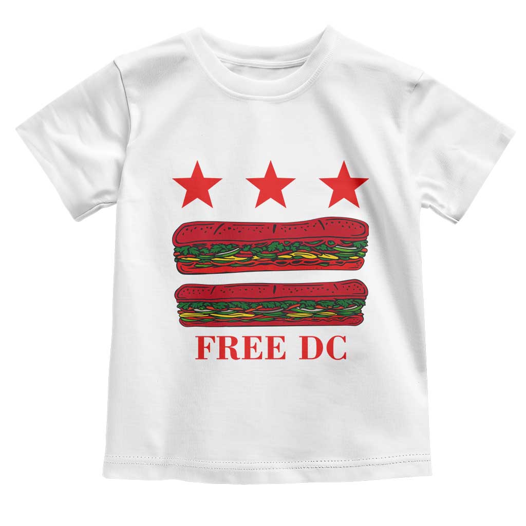 Free DC Funny Flag Parody Toddler T Shirt Washington DC with Baguette Sandwich Twist TS02 White Print Your Wear