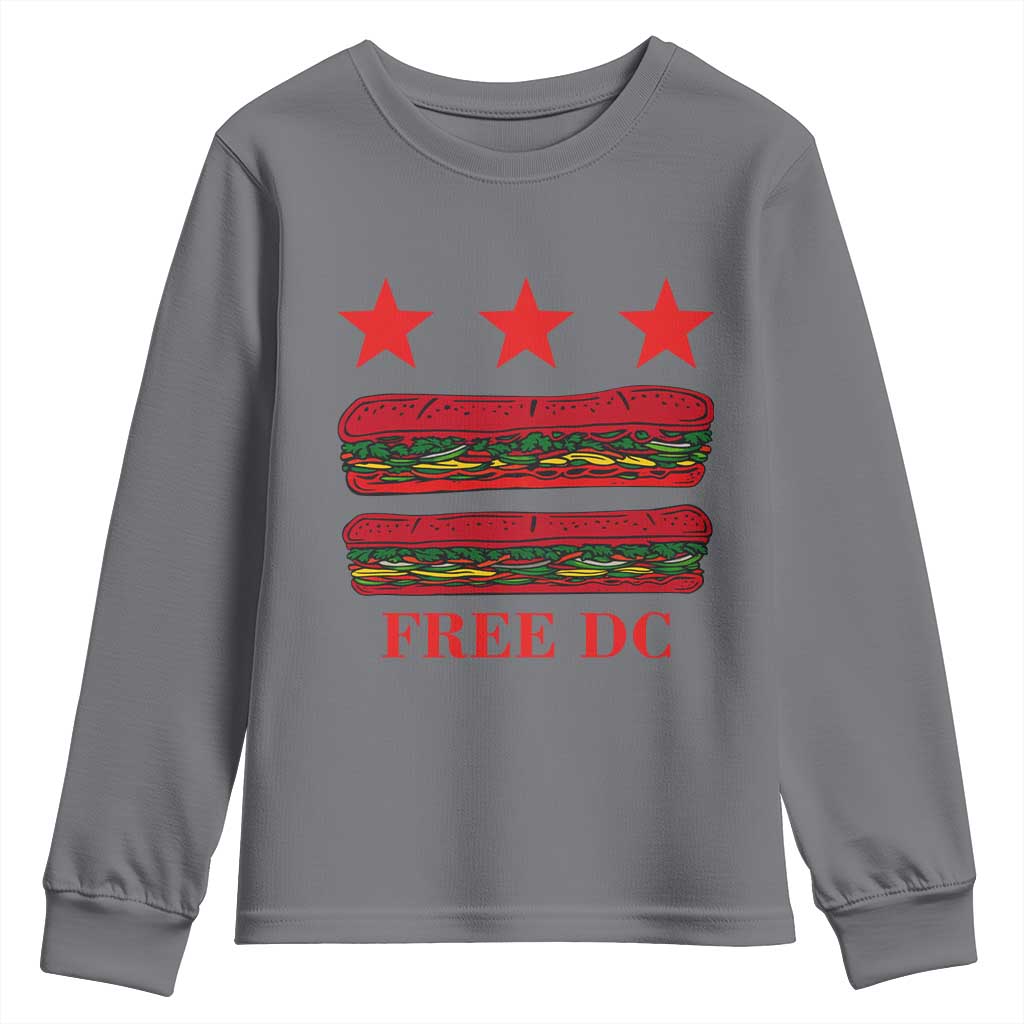 Free DC Funny Flag Parody Youth Sweatshirt Washington DC with Baguette Sandwich Twist TS02 Charcoal Print Your Wear