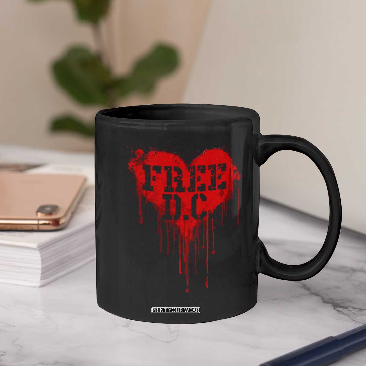 Free DC Graffiti Dripping Heart Graphic Coffee Mug Washington DC Pride Political Satire TS02 Print Your Wear