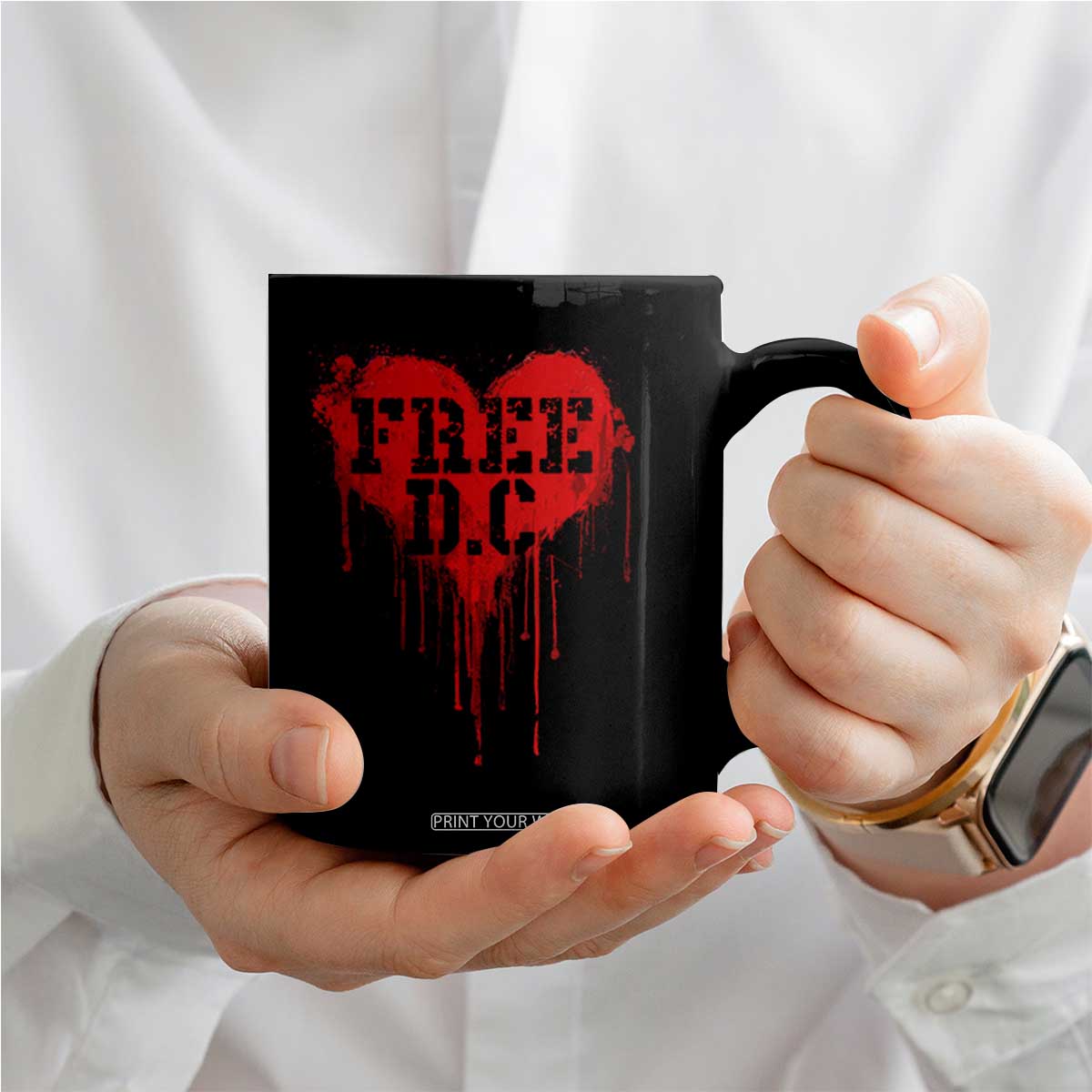 Free DC Graffiti Dripping Heart Graphic Coffee Mug Washington DC Pride Political Satire TS02 Print Your Wear