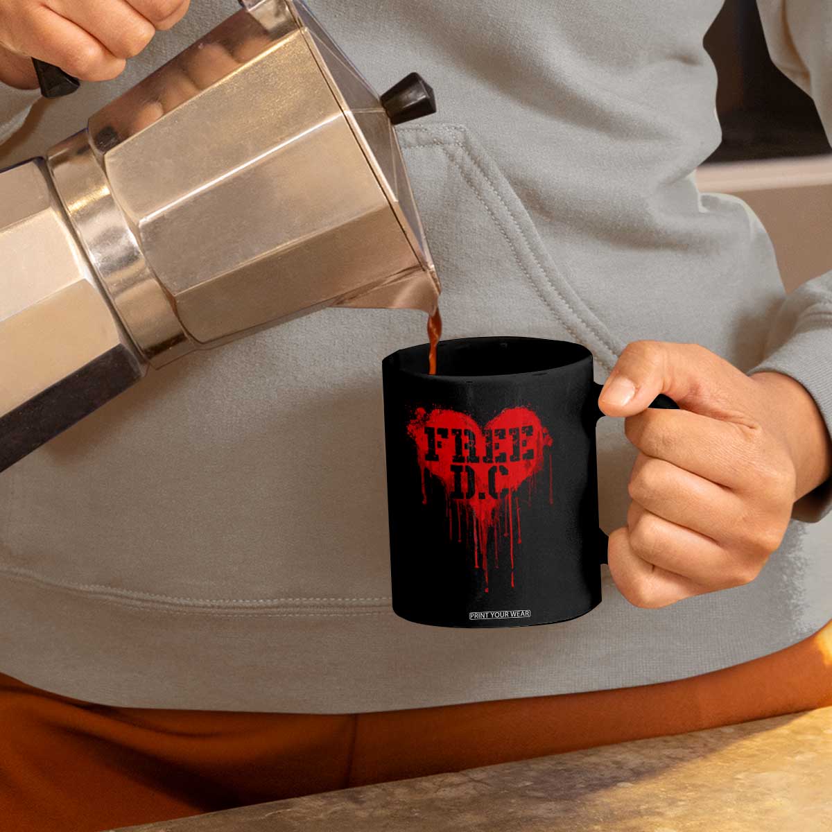 Free DC Graffiti Dripping Heart Graphic Coffee Mug Washington DC Pride Political Satire TS02 Print Your Wear