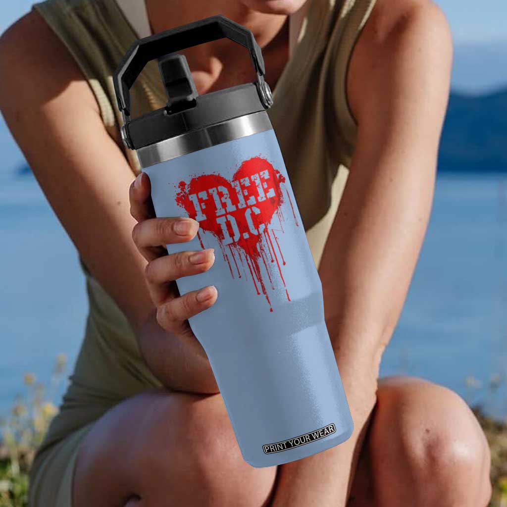 Free DC Graffiti Dripping Heart Graphic Flip Straw Tumbler Washington DC Pride Political Satire TS02 One Size: 30 oz Light Blue Print Your Wear