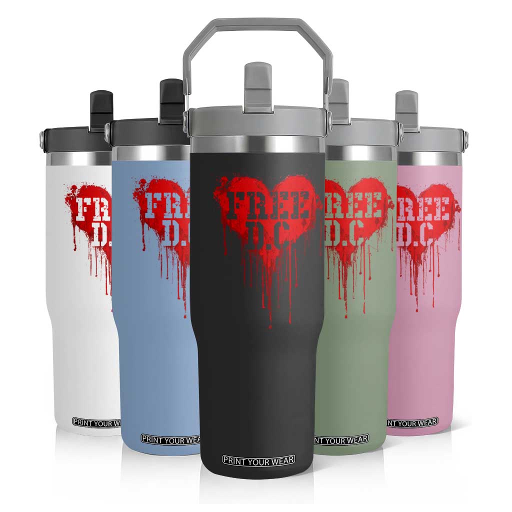 Free DC Graffiti Dripping Heart Graphic Flip Straw Tumbler Washington DC Pride Political Satire TS02 Print Your Wear