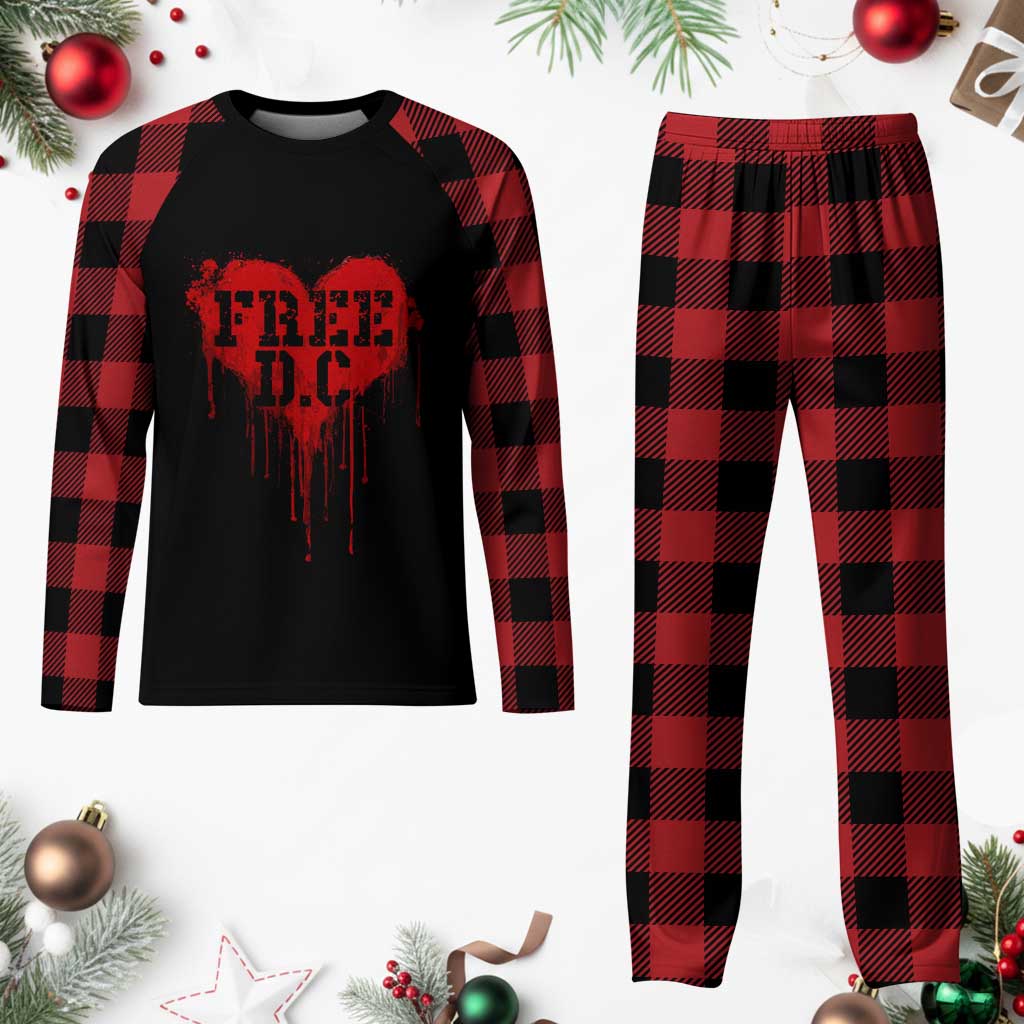 Free DC Graffiti Dripping Heart Graphic Plaid Pajama Set Washington DC Pride Political Satire TS02 Buffalo Plaid Print Your Wear