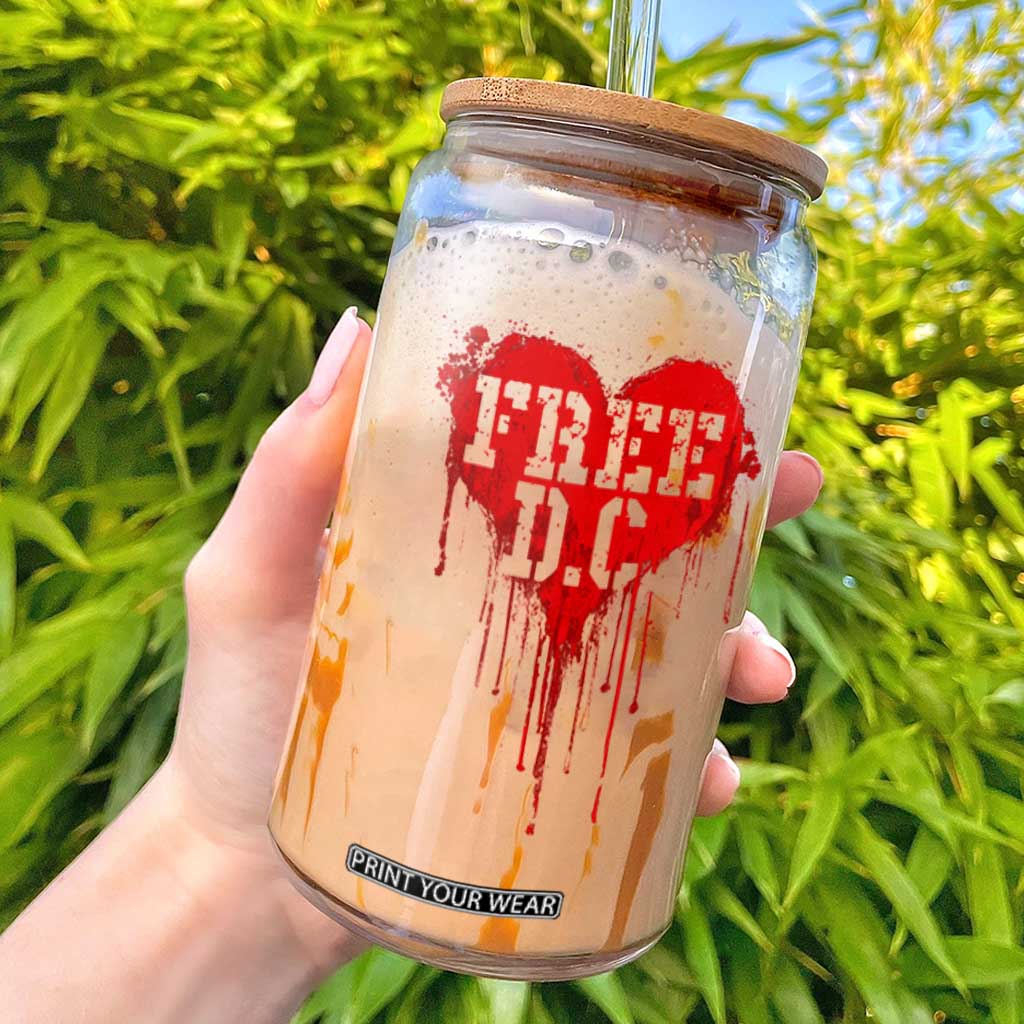 Free DC Graffiti Dripping Heart Graphic Glass Can Washington DC Pride Political Satire TS02 Black Print Your Wear