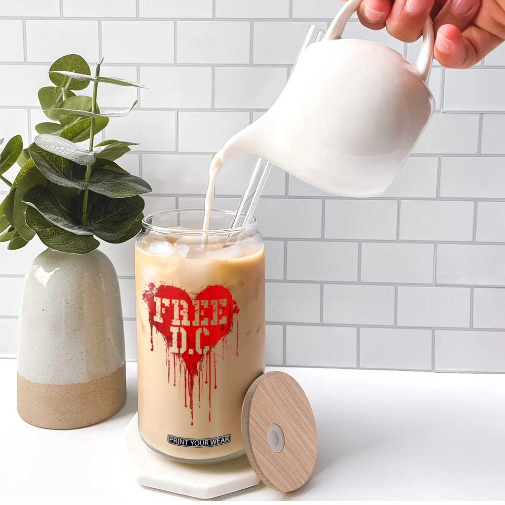 Free DC Graffiti Dripping Heart Graphic Glass Can Washington DC Pride Political Satire TS02 Print Your Wear