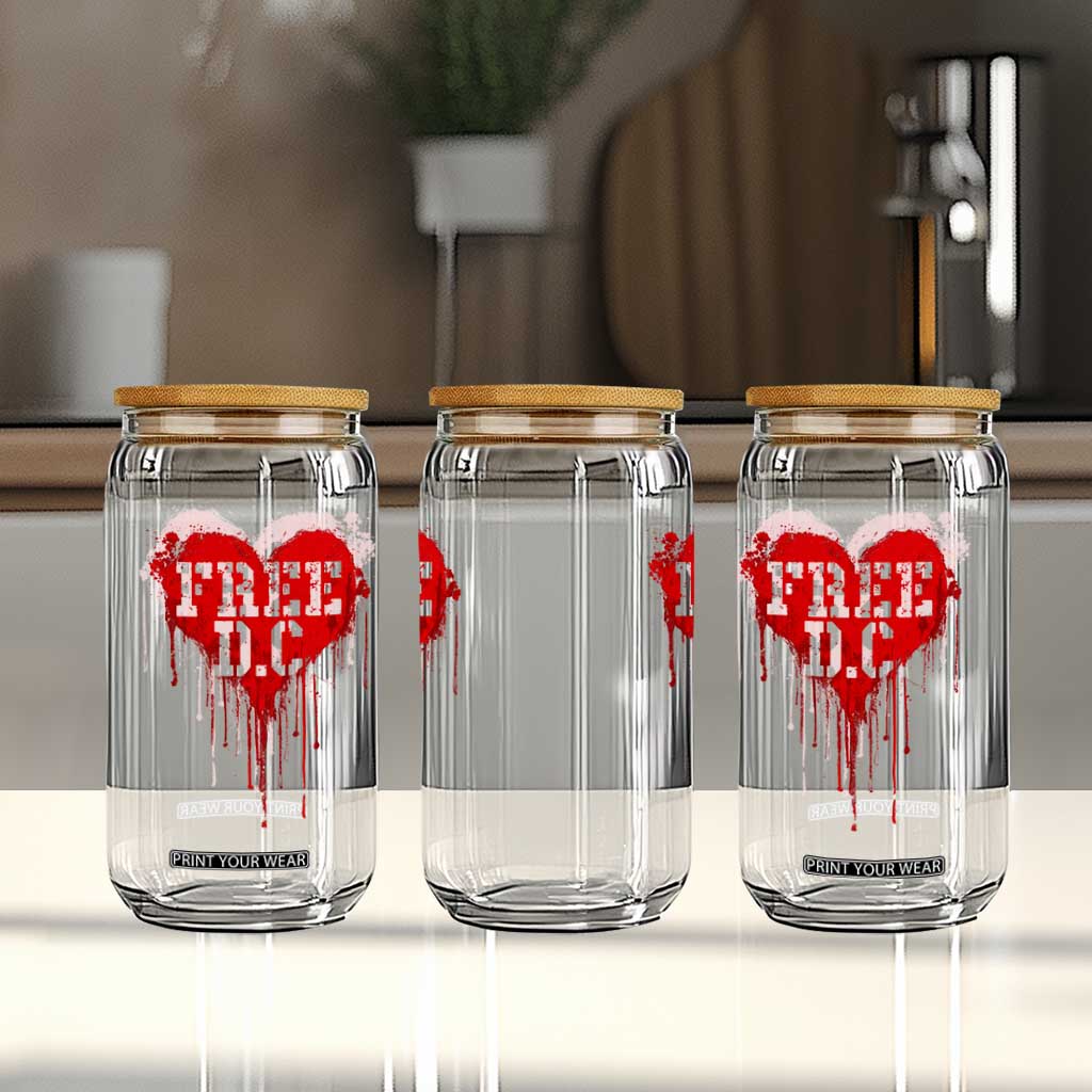 Free DC Graffiti Dripping Heart Graphic Glass Can Washington DC Pride Political Satire TS02 Print Your Wear