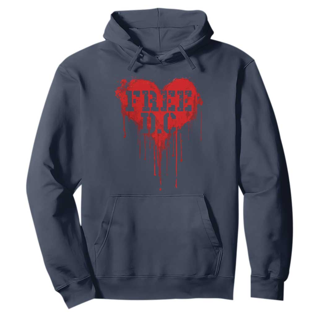 Free DC Graffiti Dripping Heart Graphic Hoodie Washington DC Pride Political Satire TS02 Navy Print Your Wear