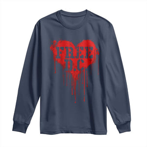 Free DC Graffiti Dripping Heart Graphic Long Sleeve Shirt Washington DC Pride Political Satire TS02 Navy Print Your Wear