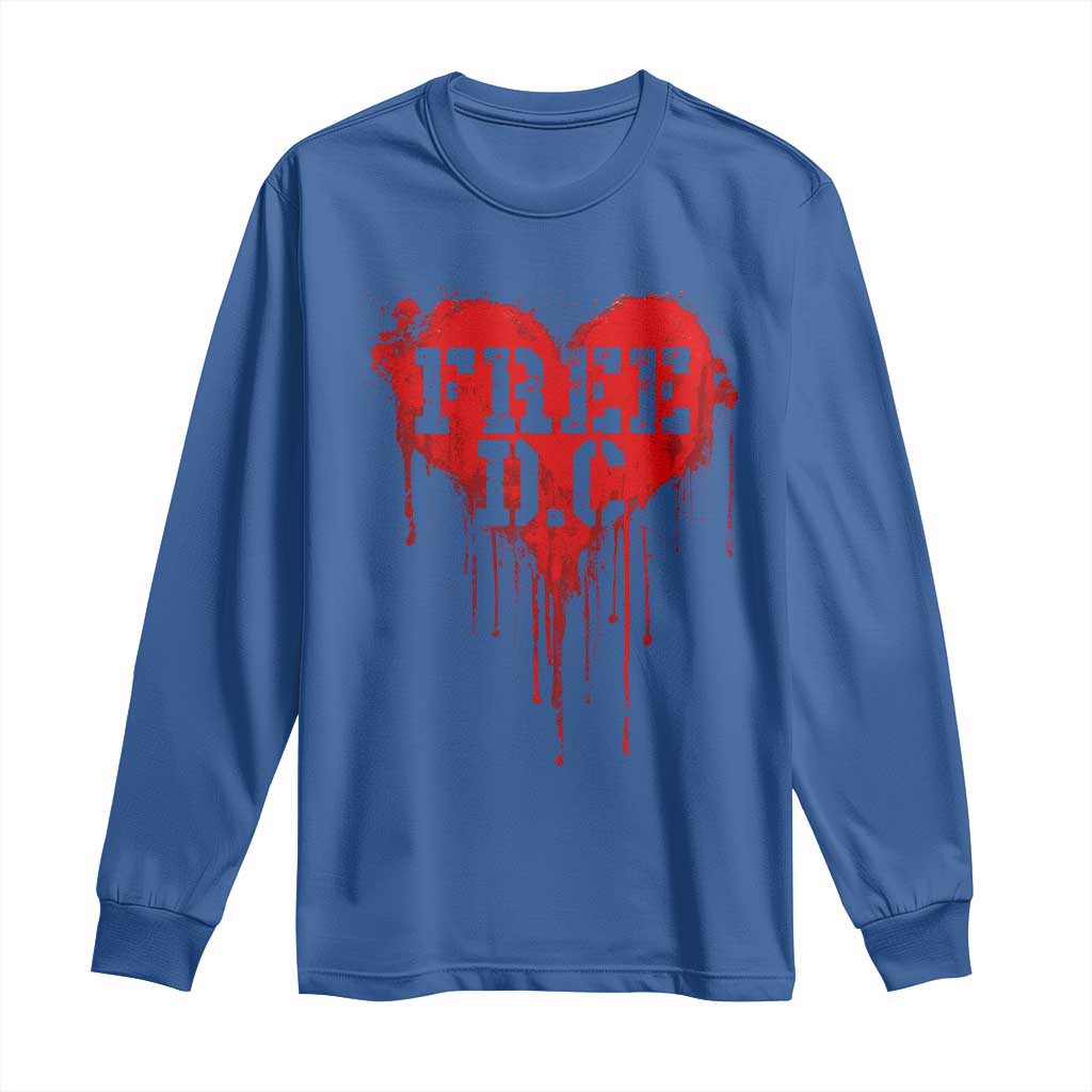 Free DC Graffiti Dripping Heart Graphic Long Sleeve Shirt Washington DC Pride Political Satire TS02 Royal Blue Print Your Wear
