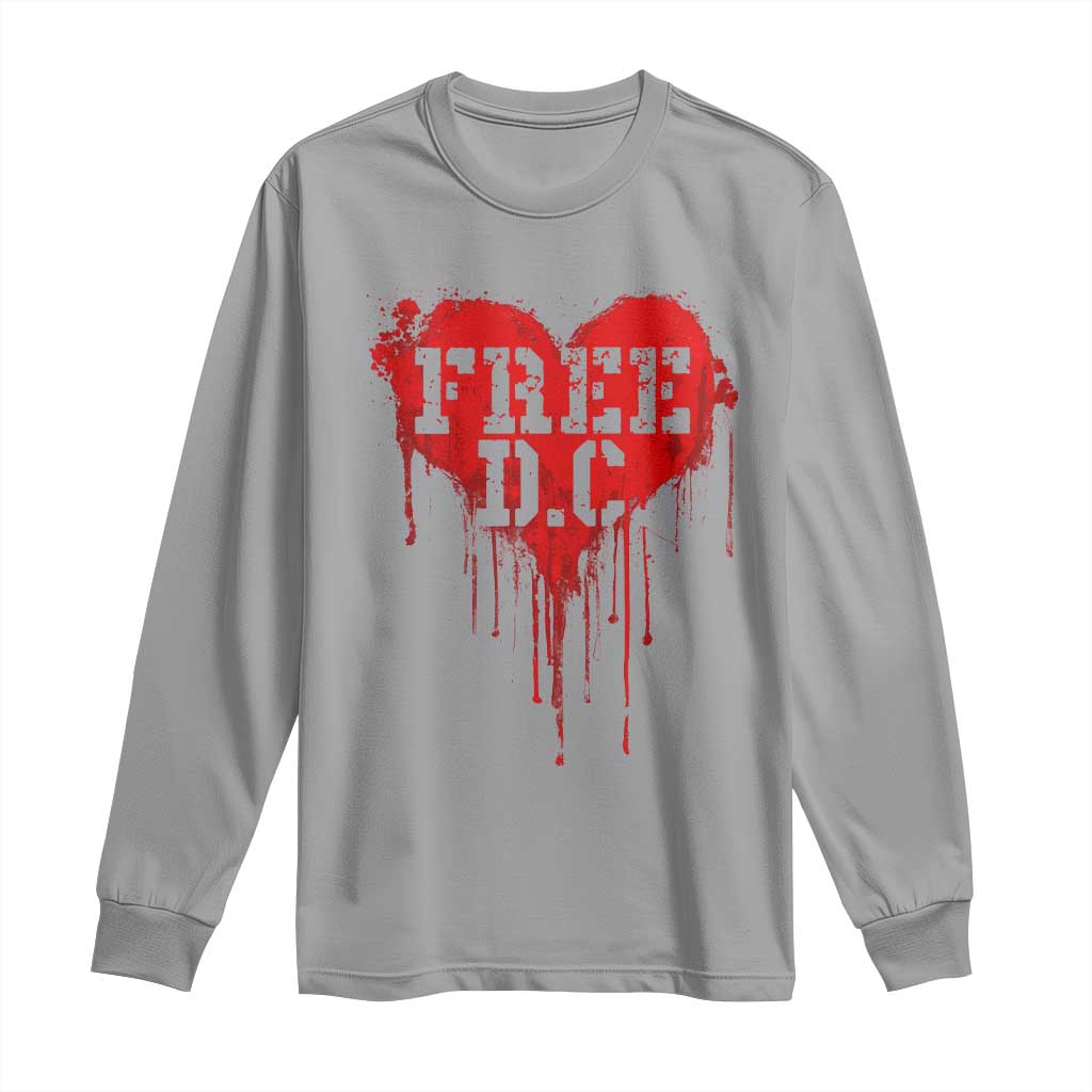 Free DC Graffiti Dripping Heart Graphic Long Sleeve Shirt Washington DC Pride Political Satire TS02 Sport Gray Print Your Wear