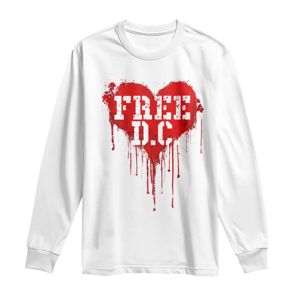 Free DC Graffiti Dripping Heart Graphic Long Sleeve Shirt Washington DC Pride Political Satire TS02 White Print Your Wear