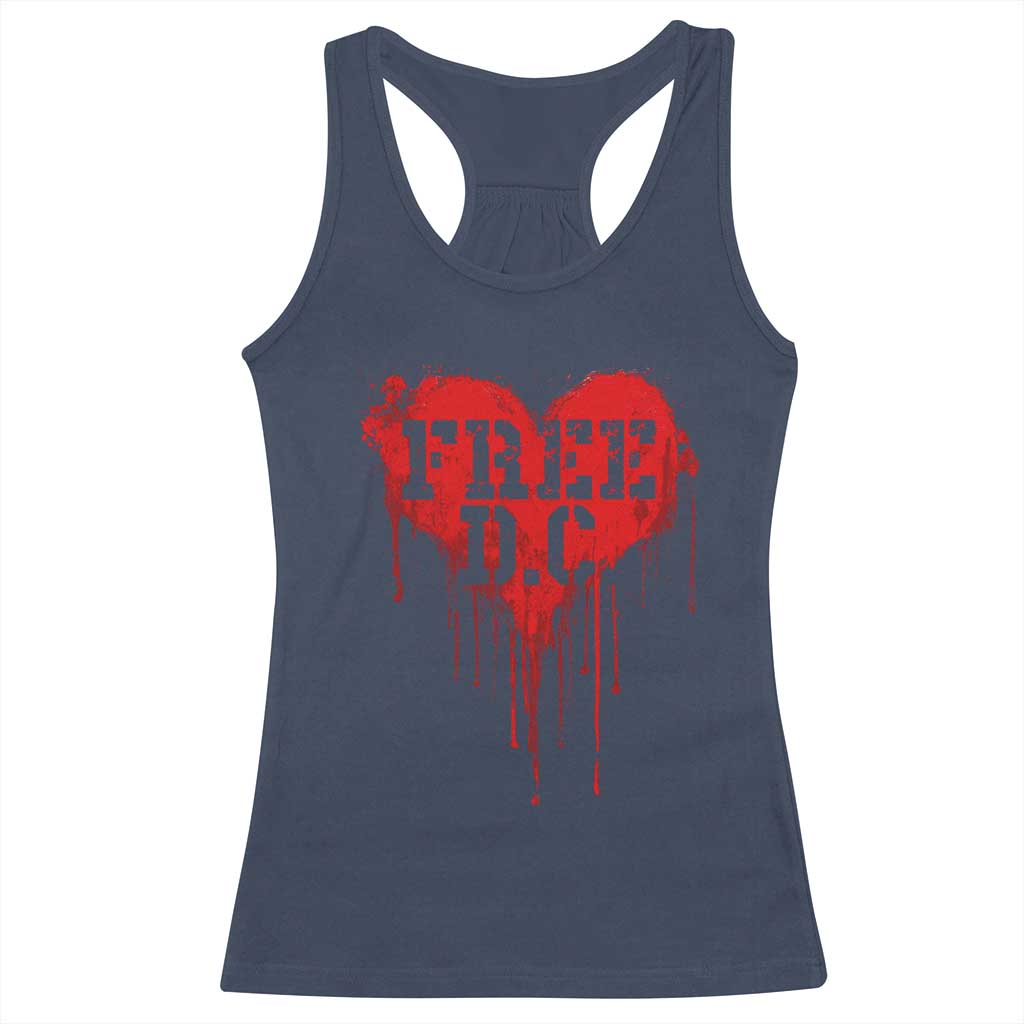Free DC Graffiti Dripping Heart Graphic Racerback Tank Top Washington DC Pride Political Satire TS02 Navy Print Your Wear