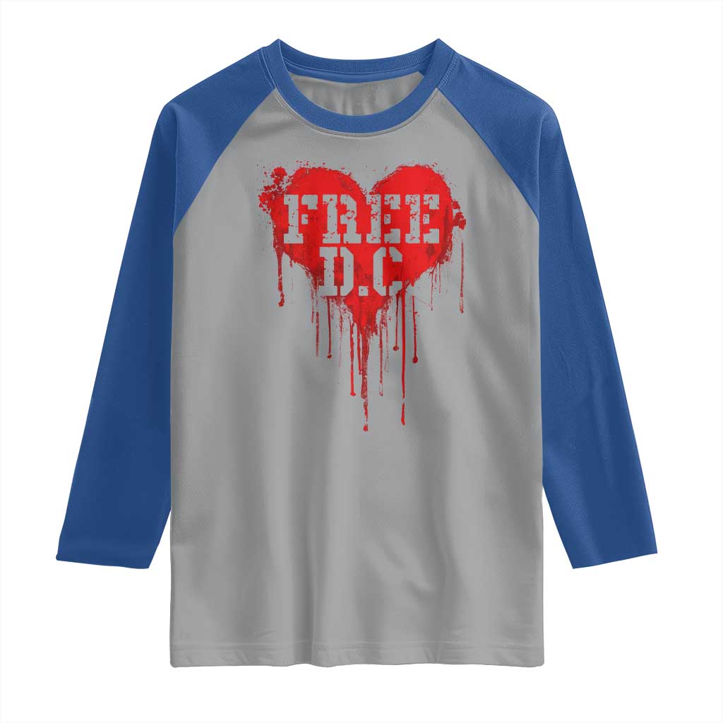 Free DC Graffiti Dripping Heart Graphic Raglan Shirt Washington DC Pride Political Satire TS02 Sport Gray Royal Print Your Wear