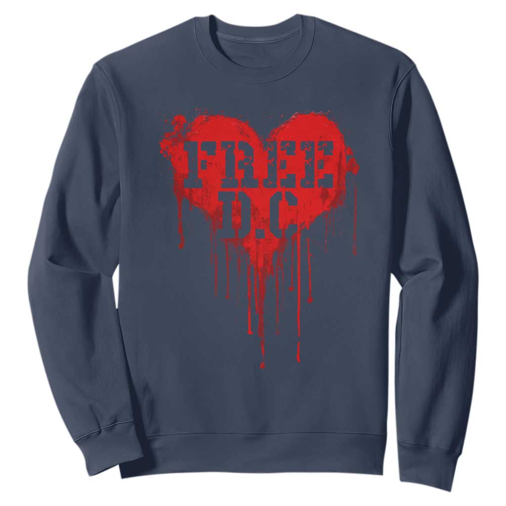 Free DC Graffiti Dripping Heart Graphic Sweatshirt Washington DC Pride Political Satire TS02 Navy Print Your Wear