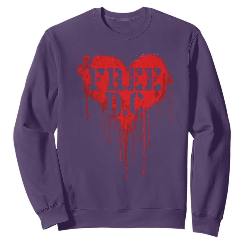Free DC Graffiti Dripping Heart Graphic Sweatshirt Washington DC Pride Political Satire TS02 Purple Print Your Wear