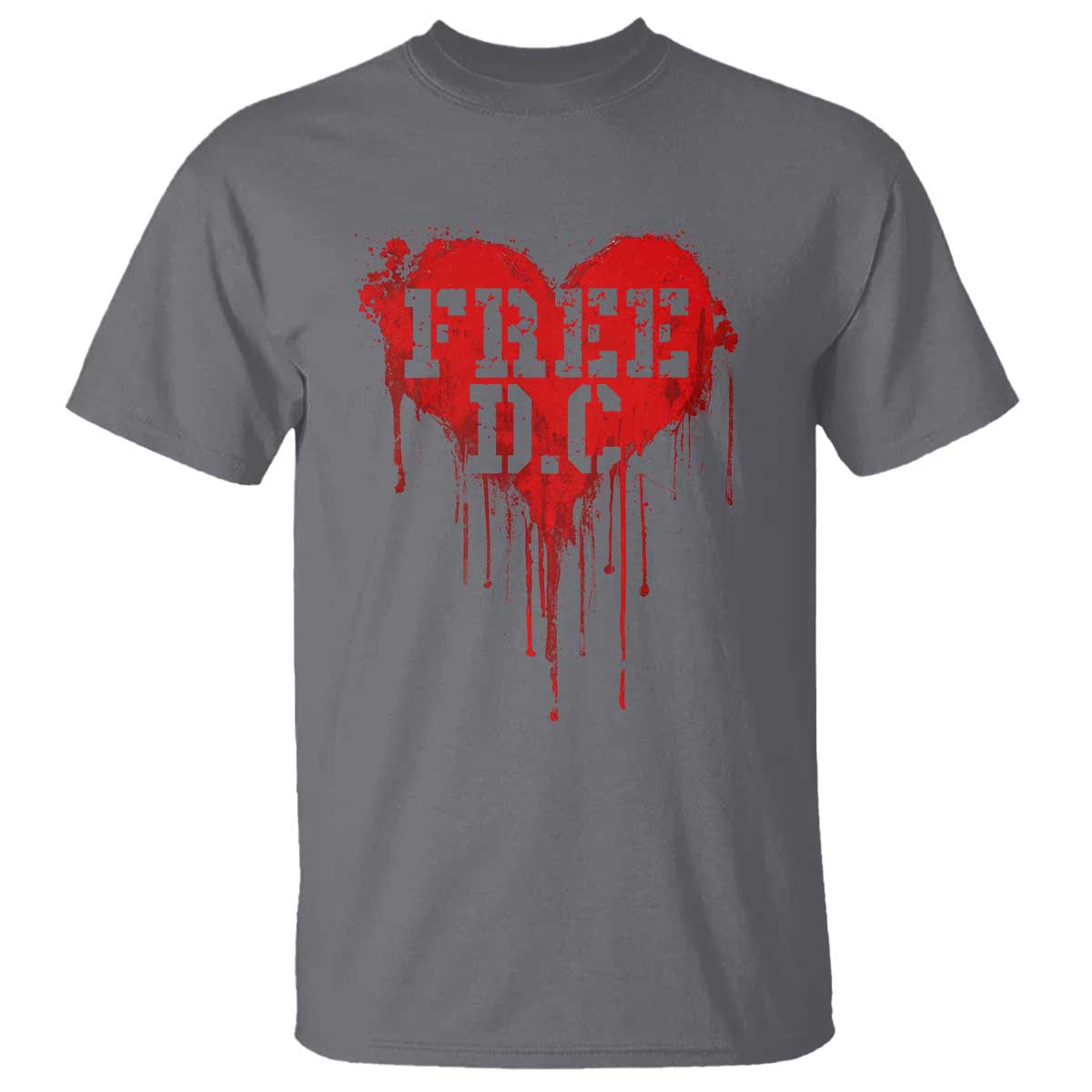 Free DC Graffiti Dripping Heart Graphic T Shirt Washington DC Pride Political Satire TS02 Charcoal Print Your Wear