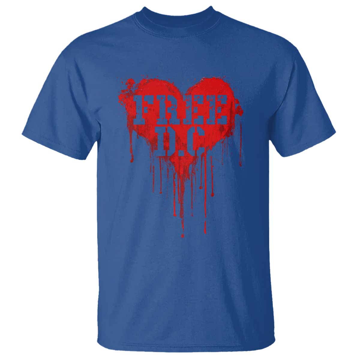 Free DC Graffiti Dripping Heart Graphic T Shirt Washington DC Pride Political Satire TS02 Royal Blue Print Your Wear