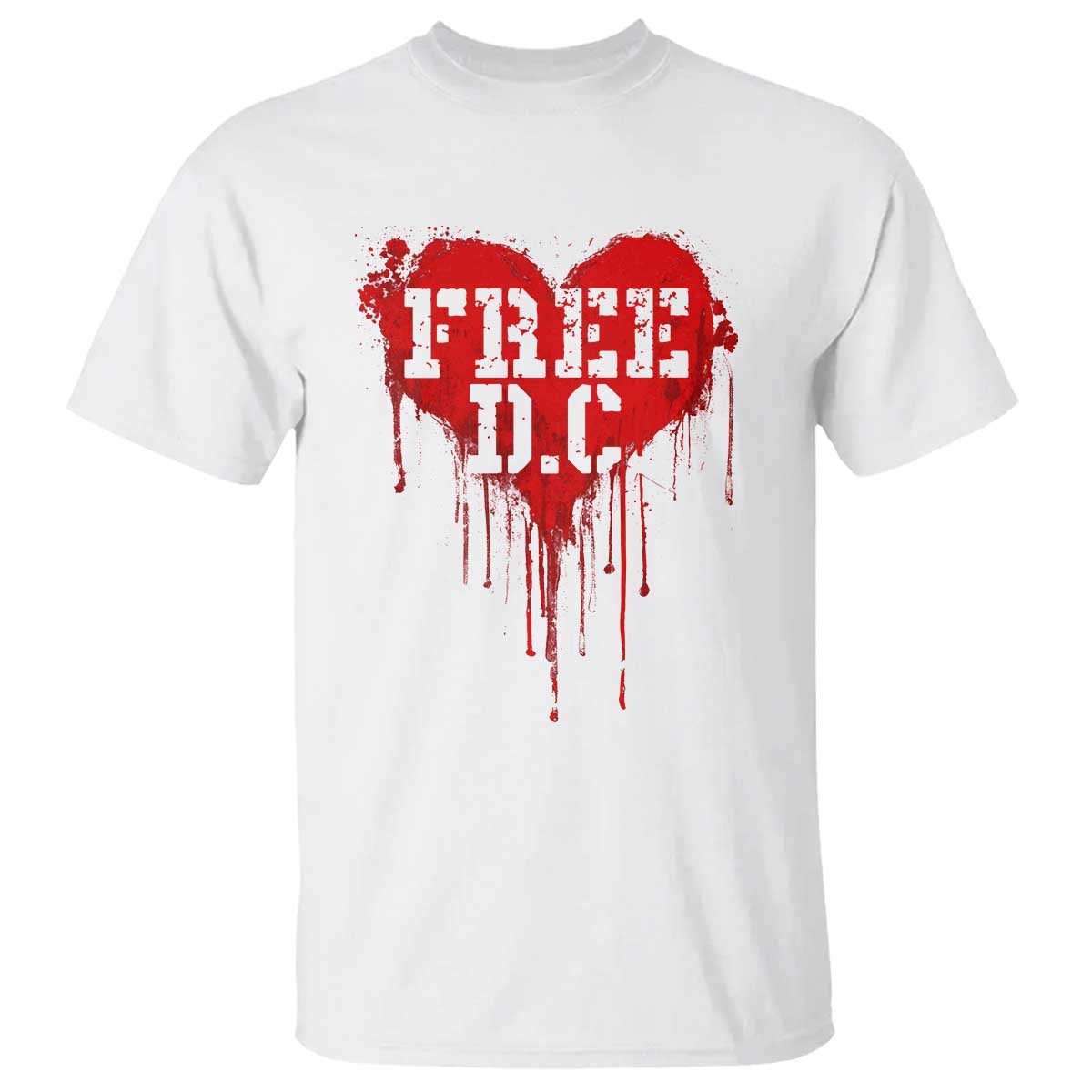 Free DC Graffiti Dripping Heart Graphic T Shirt Washington DC Pride Political Satire TS02 White Print Your Wear