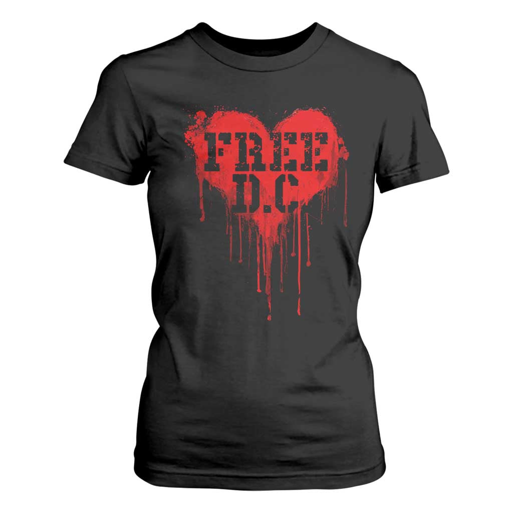 Free DC Graffiti Dripping Heart Graphic T Shirt For Women Washington DC Pride Political Satire TS02 Black Print Your Wear