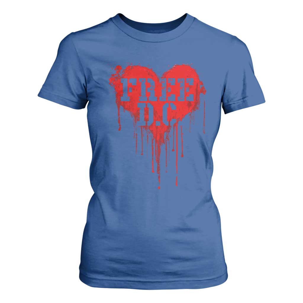 Free DC Graffiti Dripping Heart Graphic T Shirt For Women Washington DC Pride Political Satire TS02 Royal Blue Print Your Wear