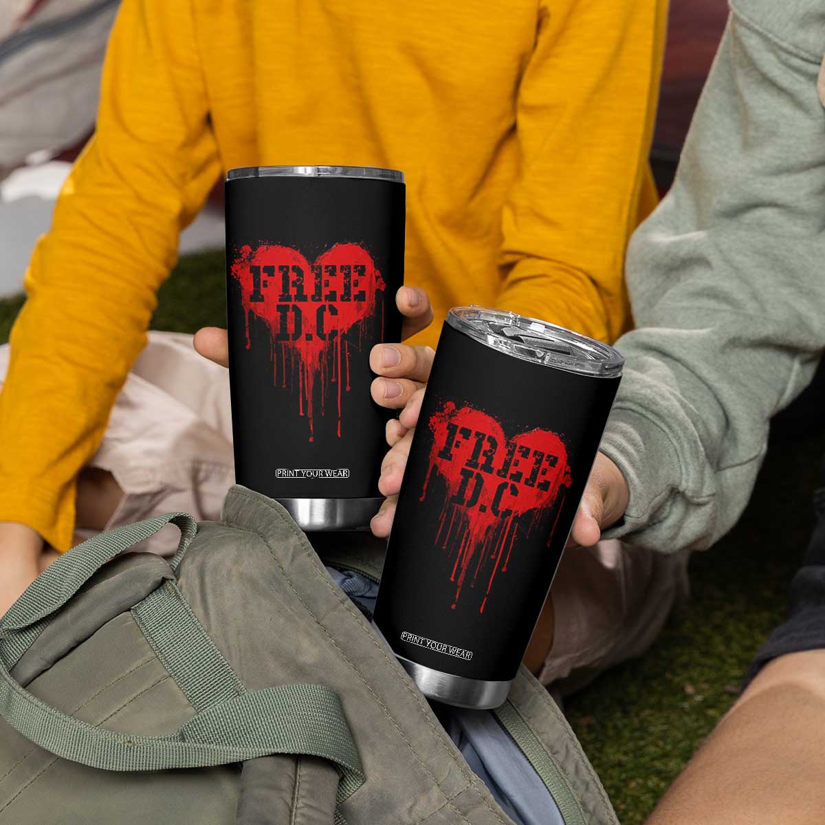 Free DC Graffiti Dripping Heart Graphic Tumbler Cup Washington DC Pride Political Satire TS02 Print Your Wear