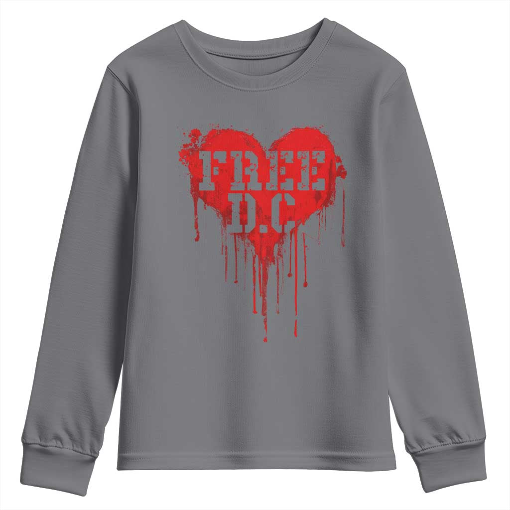 Free DC Graffiti Dripping Heart Graphic Youth Sweatshirt Washington DC Pride Political Satire TS02 Charcoal Print Your Wear