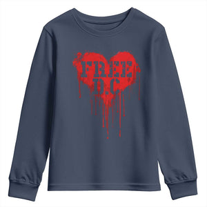 Free DC Graffiti Dripping Heart Graphic Youth Sweatshirt Washington DC Pride Political Satire TS02 Navy Print Your Wear