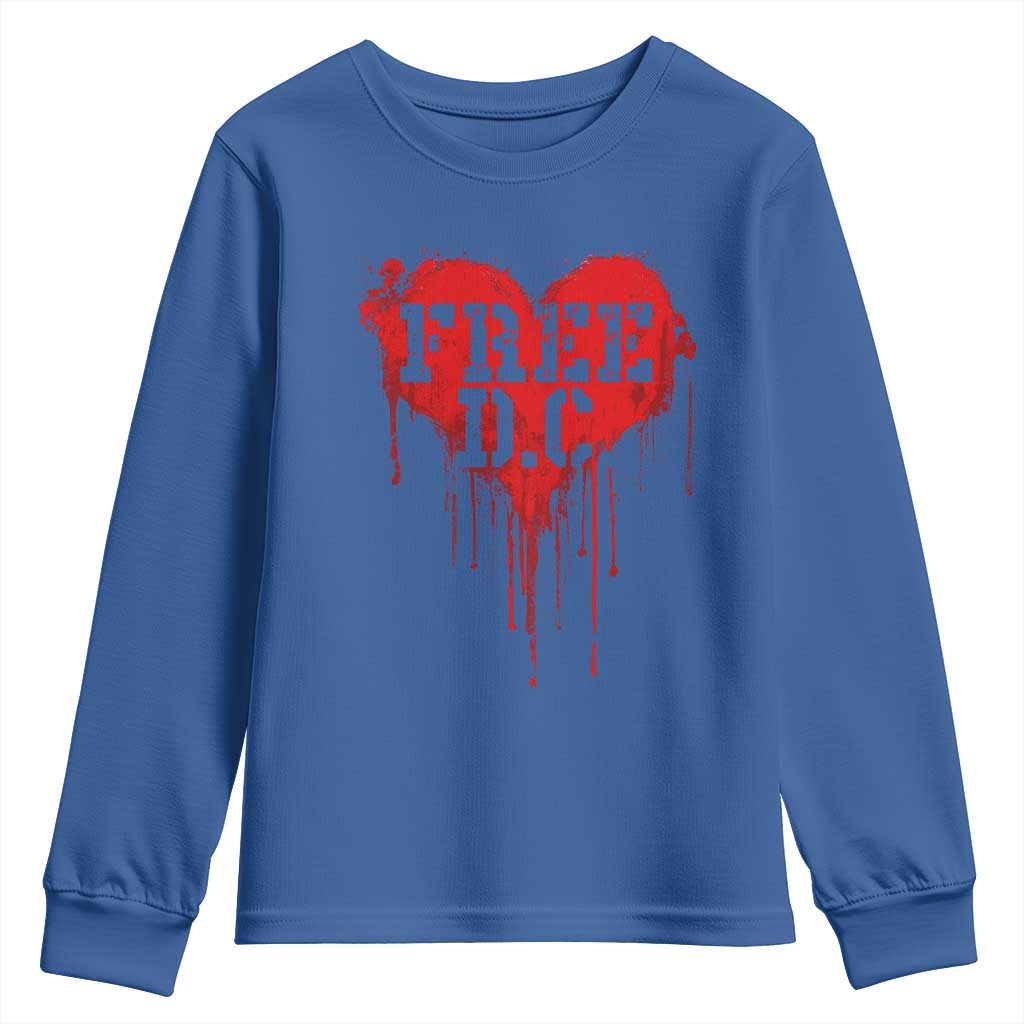 Free DC Graffiti Dripping Heart Graphic Youth Sweatshirt Washington DC Pride Political Satire TS02 Royal Blue Print Your Wear