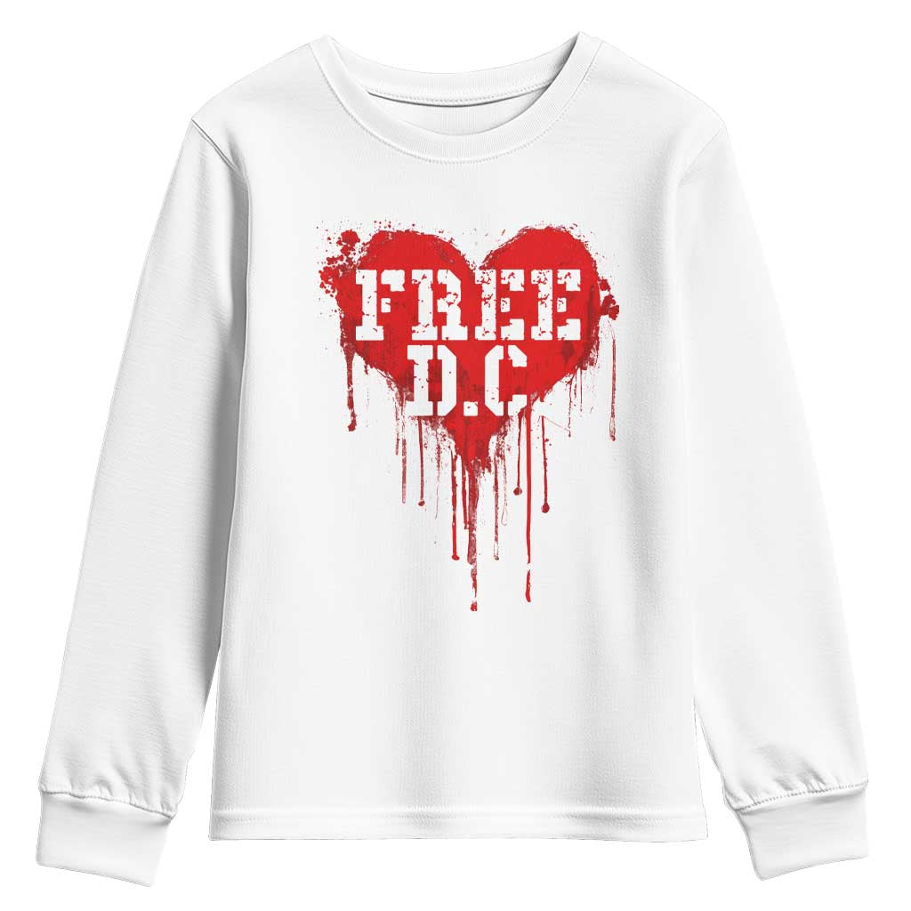 Free DC Graffiti Dripping Heart Graphic Youth Sweatshirt Washington DC Pride Political Satire TS02 White Print Your Wear