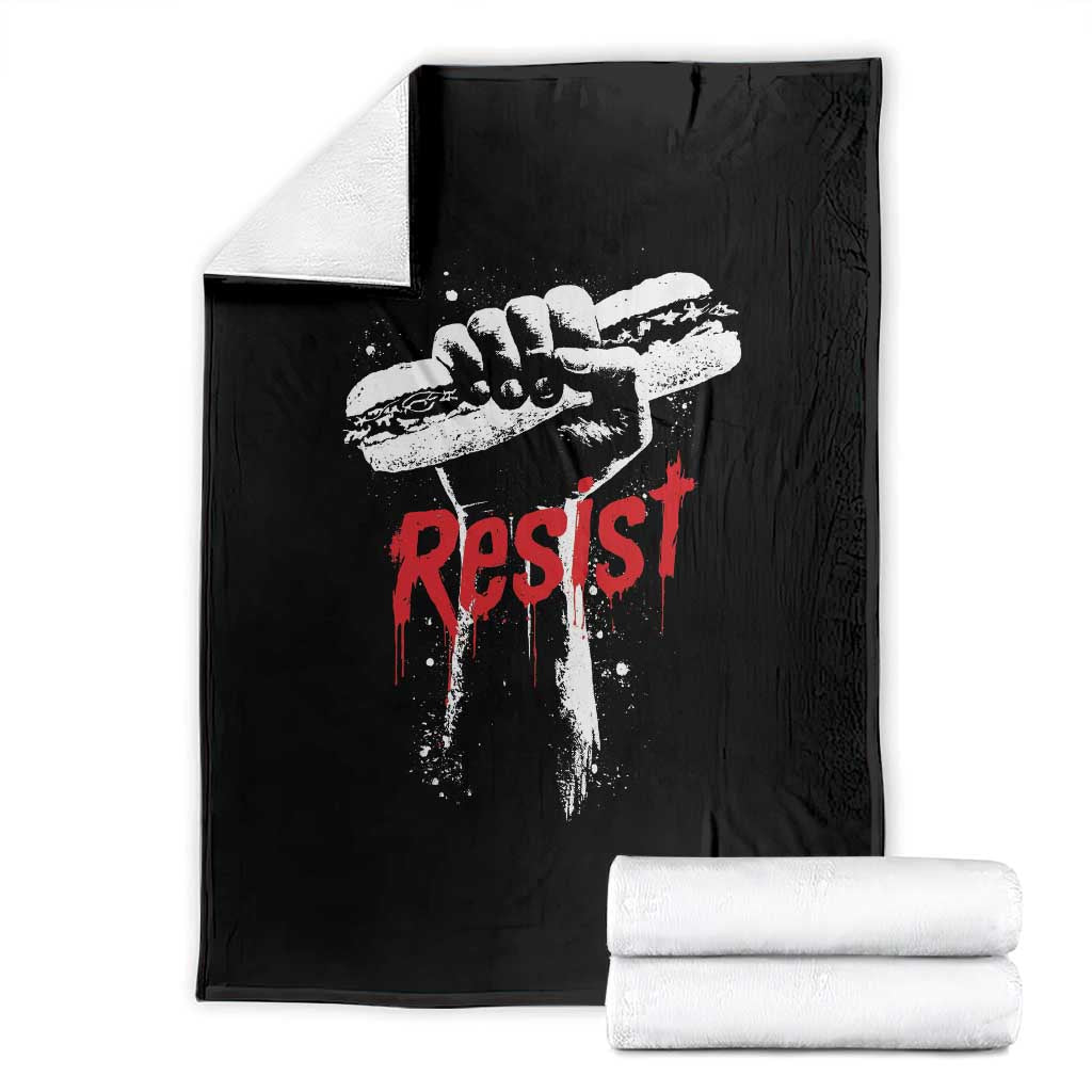 Resist with Sandwich Power Throw Blanket Funny Food Rebellion Political Satire TS02 Black Print Your Wear