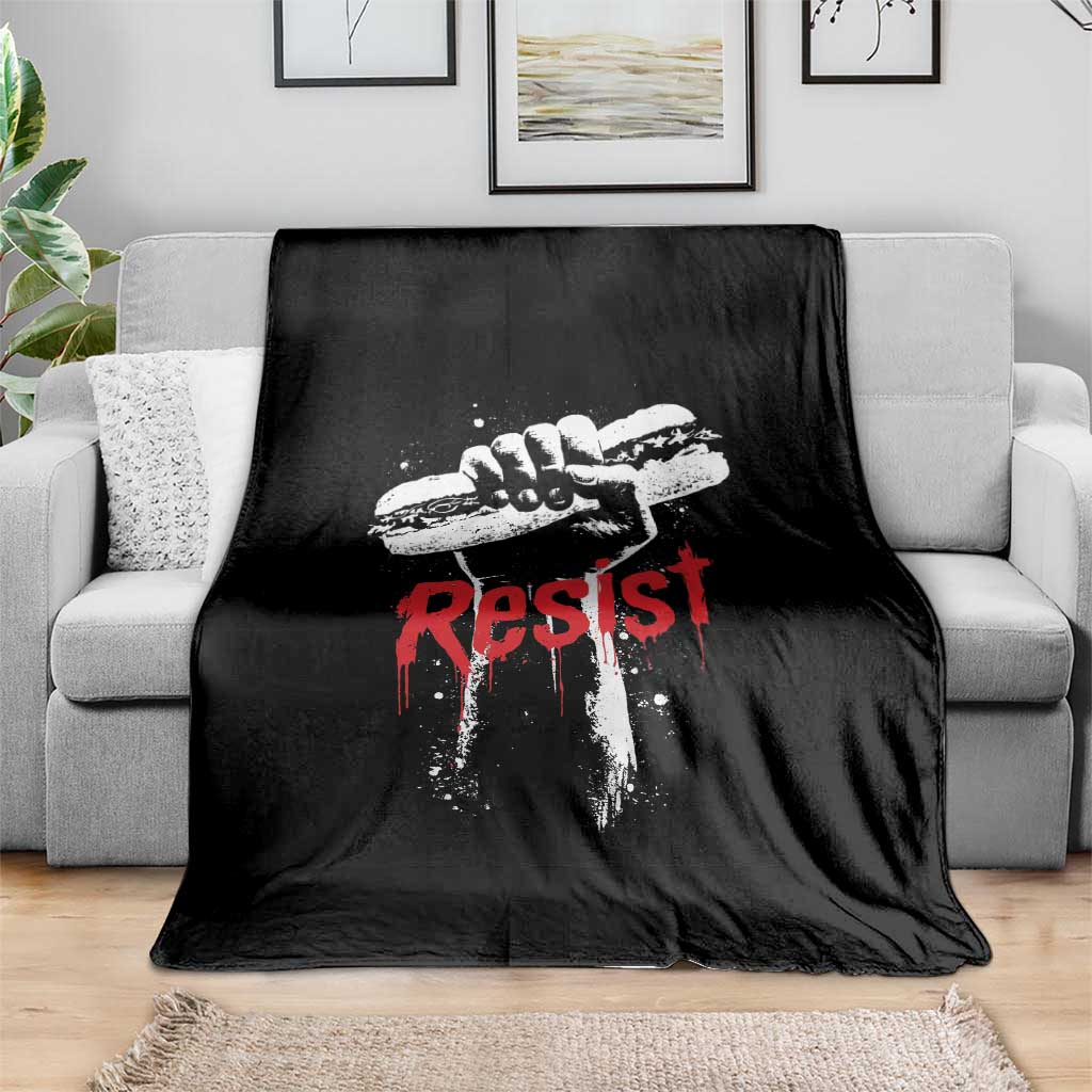 Resist with Sandwich Power Throw Blanket Funny Food Rebellion Political Satire TS02 Print Your Wear