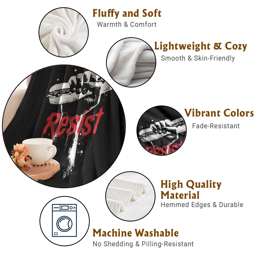 Resist with Sandwich Power Throw Blanket Funny Food Rebellion Political Satire TS02 Print Your Wear