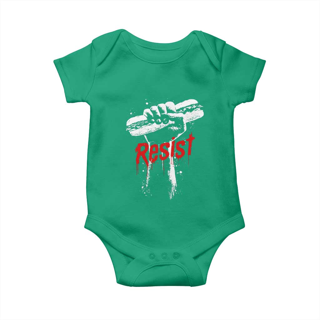 Resist with Sandwich Power Baby Onesie Funny Food Rebellion Political Satire TS02 Irish Green Print Your Wear