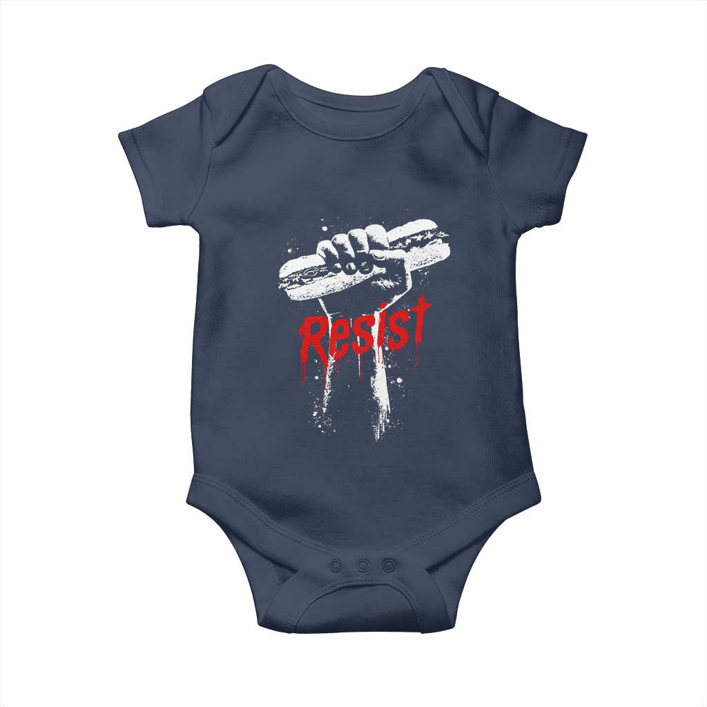 Resist with Sandwich Power Baby Onesie Funny Food Rebellion Political Satire TS02 Navy Print Your Wear