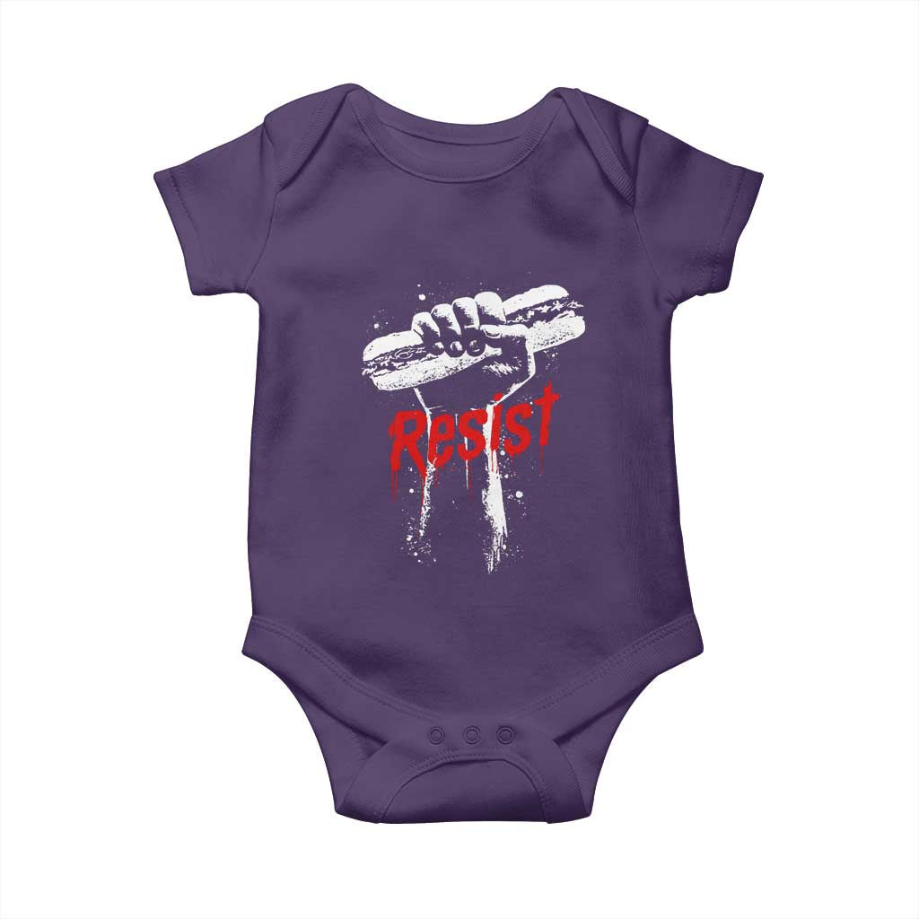 Resist with Sandwich Power Baby Onesie Funny Food Rebellion Political Satire TS02 Purple Print Your Wear