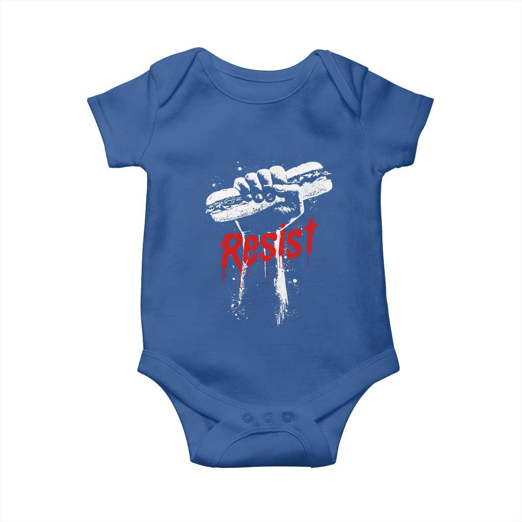 Resist with Sandwich Power Baby Onesie Funny Food Rebellion Political Satire TS02 Royal Blue Print Your Wear