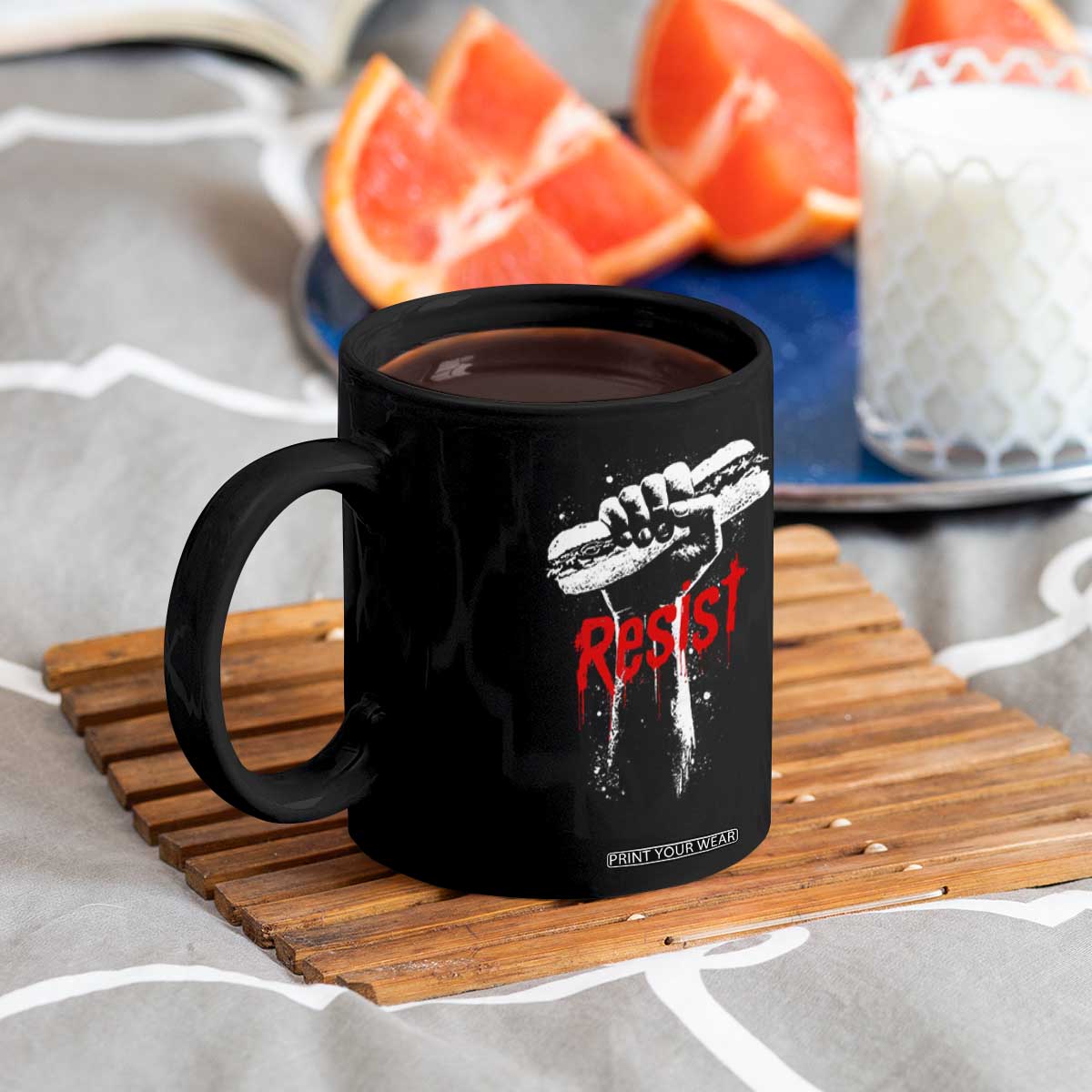 Resist with Sandwich Power Coffee Mug Funny Food Rebellion Political Satire TS02 Print Your Wear