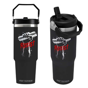 Resist with Sandwich Power Flip Straw Tumbler Funny Food Rebellion Political Satire TS02 One Size: 30 oz Black Print Your Wear