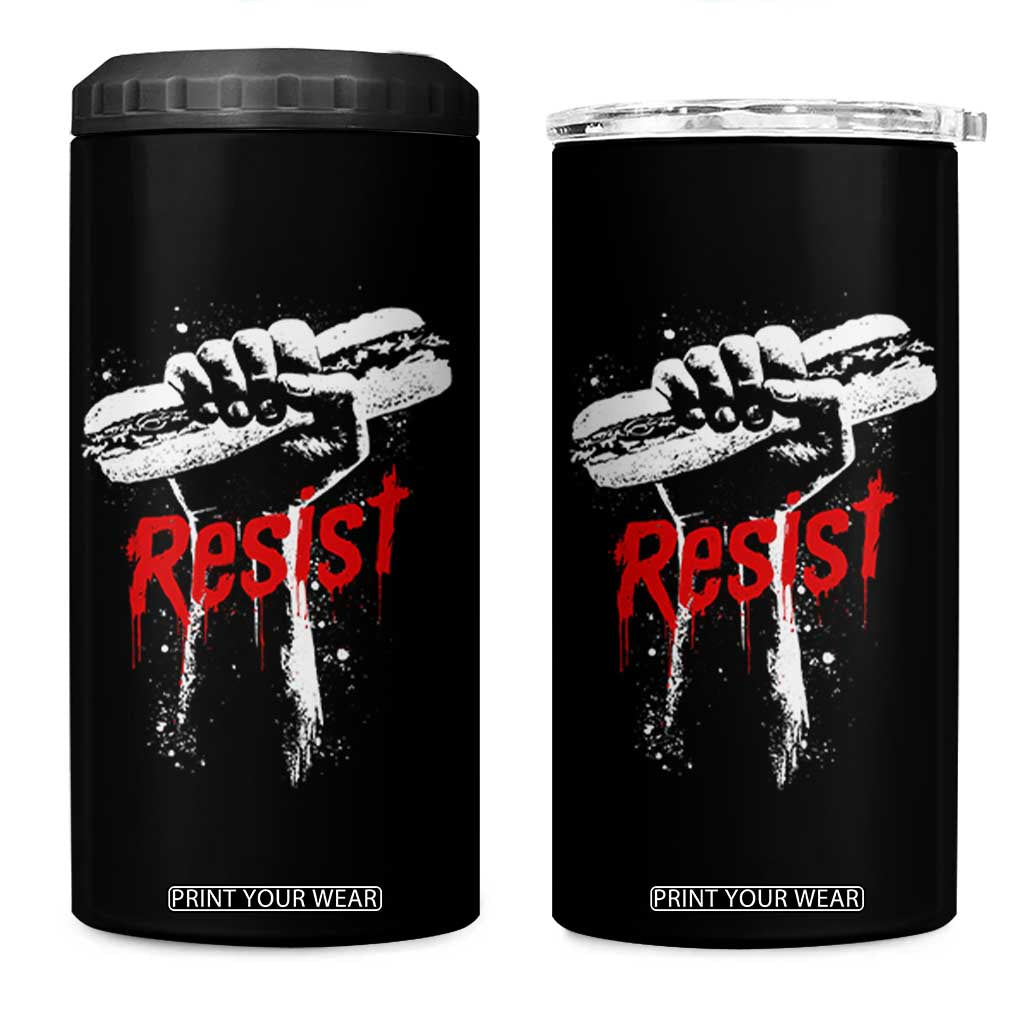 Resist with Sandwich Power 4 in 1 Can Cooler Tumbler Funny Food Rebellion Political Satire TS02 One Size: 16 oz Black Print Your Wear