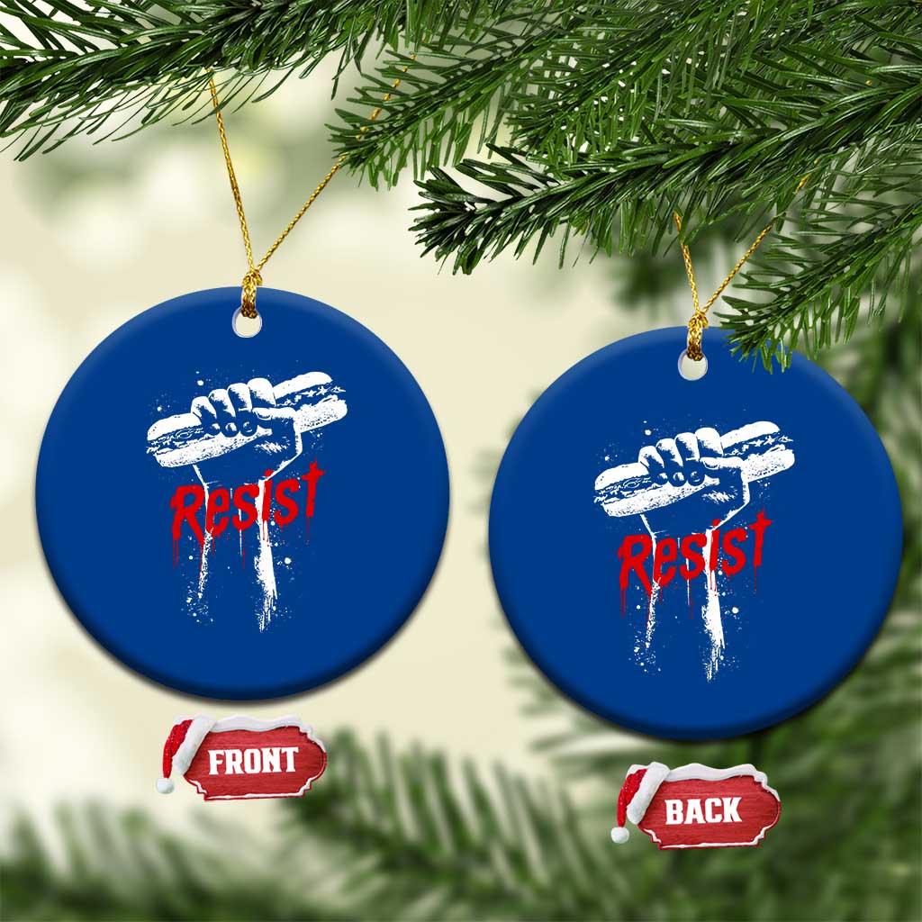 Resist with Sandwich Power Ceramic Ornament Funny Food Rebellion Political Satire TS02 1pc Blue Print Your Wear
