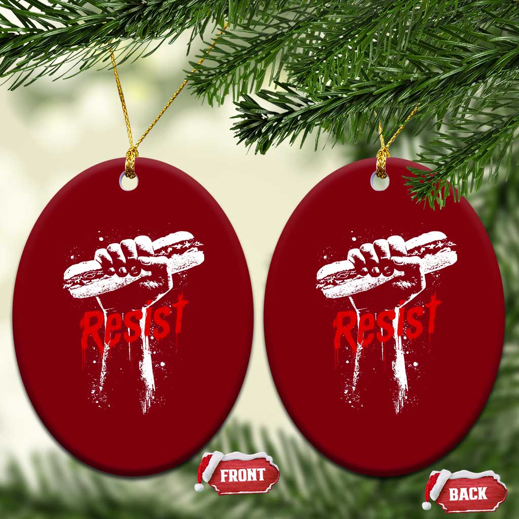 Resist with Sandwich Power Ceramic Ornament Funny Food Rebellion Political Satire TS02 Print Your Wear