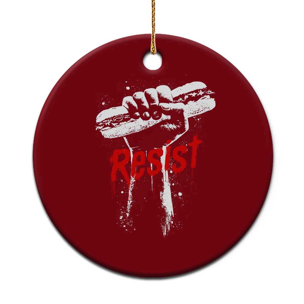 Resist with Sandwich Power Ceramic Ornament Funny Food Rebellion Political Satire TS02 1pc Red Print Your Wear