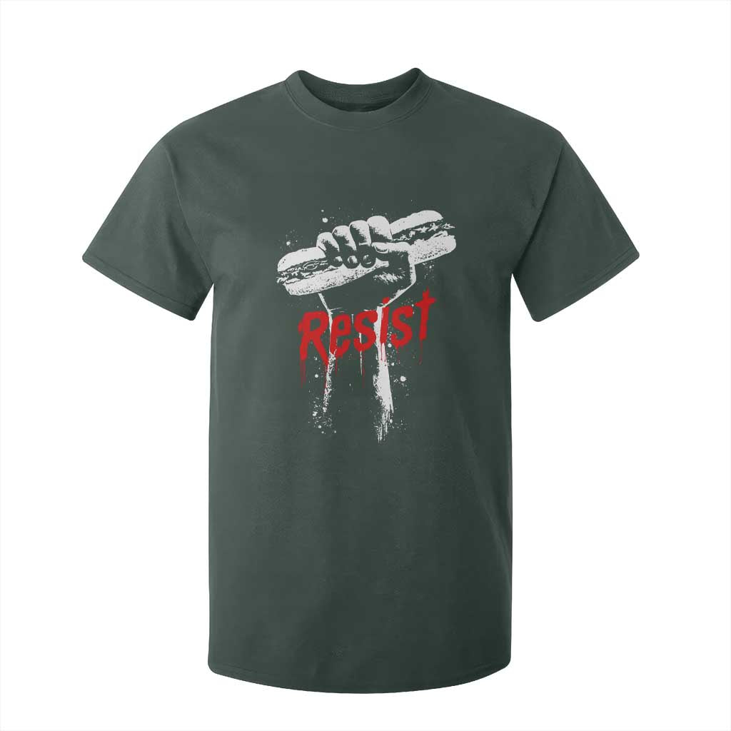 Resist with Sandwich Power T Shirt For Kid Funny Food Rebellion Political Satire TS02 Dark Forest Green Print Your Wear