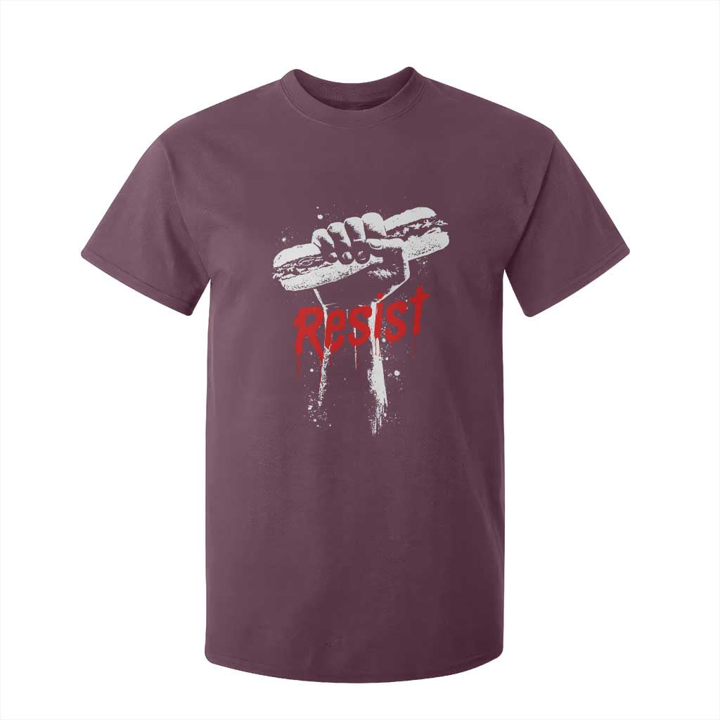 Resist with Sandwich Power T Shirt For Kid Funny Food Rebellion Political Satire TS02 Maroon Print Your Wear