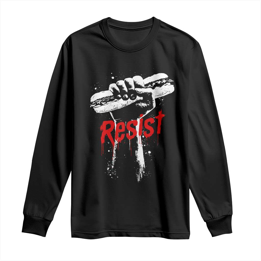 Resist with Sandwich Power Long Sleeve Shirt Funny Food Rebellion Political Satire TS02 Black Print Your Wear