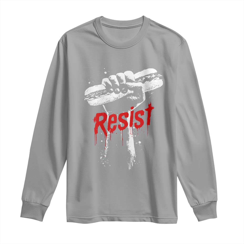 Resist with Sandwich Power Long Sleeve Shirt Funny Food Rebellion Political Satire TS02 Sport Gray Print Your Wear