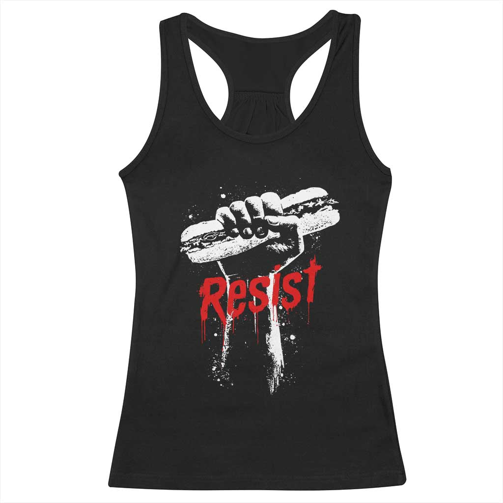 Resist with Sandwich Power Racerback Tank Top Funny Food Rebellion Political Satire TS02 Black Print Your Wear