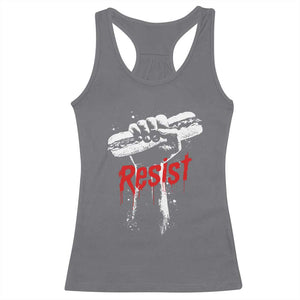 Resist with Sandwich Power Racerback Tank Top Funny Food Rebellion Political Satire TS02 Charcoal Print Your Wear