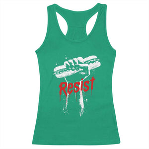 Resist with Sandwich Power Racerback Tank Top Funny Food Rebellion Political Satire TS02 Irish Green Print Your Wear